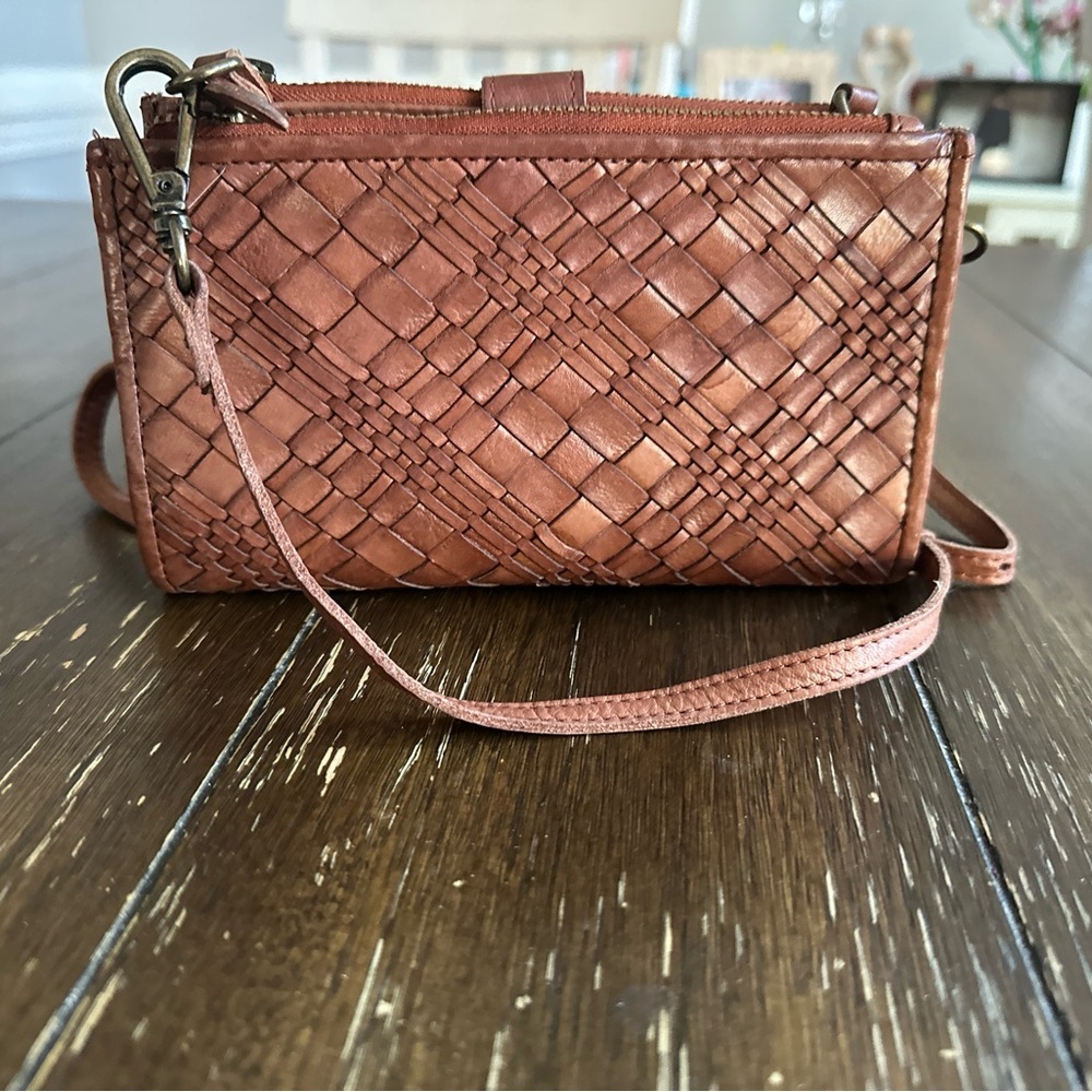 Handmade woven leather small cross body bag